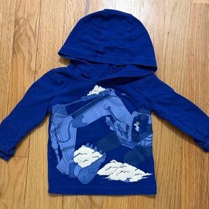 Carter's Royal Blue Hooded Long-Sleeve Shirt with Excavator Print